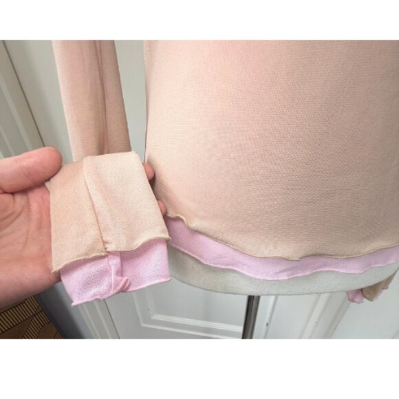 INTIMATELY BY FREE PEOPLE Beige & Pink Double Take Long-Sleeve Nylon Top Size M - Picture 11 of 13